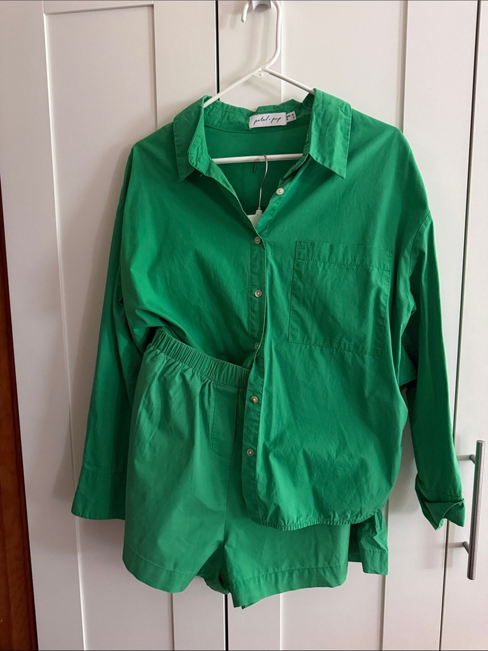 Petal & Pup Green Button-Down Shirt and Shorts Set